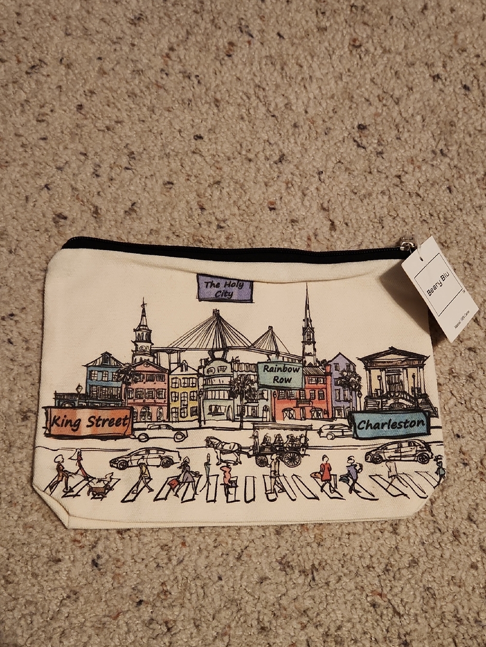 Beary Blu Charleston South Carolina Canvas Zipper Pouch NEW